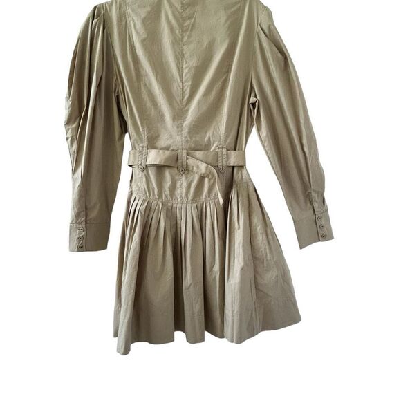 Ulla Johnson Button Front Vivienne Poplin Shirt Dress Khaki Women's Size 10 - Picture 4 of 8